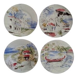 PIER 1 Destination Porcelain Salad Desert Plate 7.5” (set of 4)